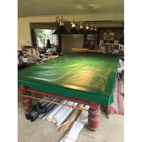 720 - Snooker Billiards: A c1970 full size slate bed, snooker table (12' x 6')  having 8 legs, Together wi... 