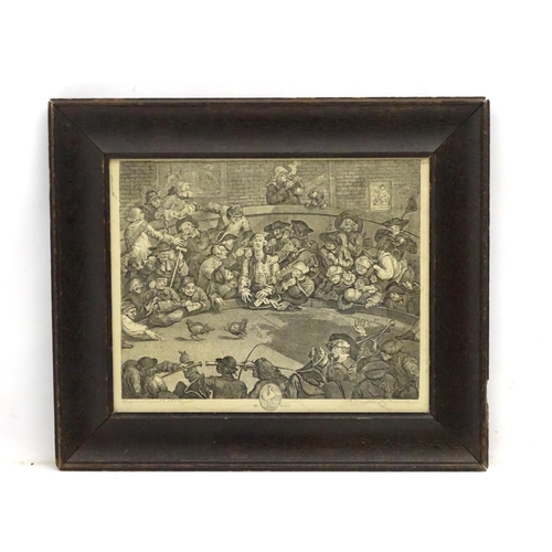 73 - Cock fighting, After Willm Hogarth 1759, Monochrome engraving, 'Royal Sport, Pit Ticket',  Aperture ... 