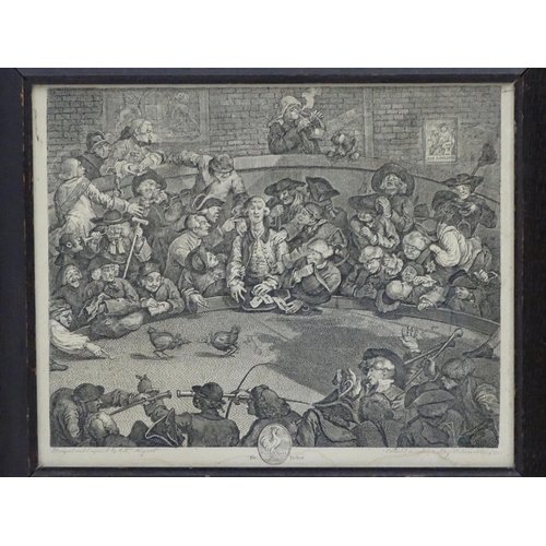 73 - Cock fighting, After Willm Hogarth 1759, Monochrome engraving, 'Royal Sport, Pit Ticket',  Aperture ... 