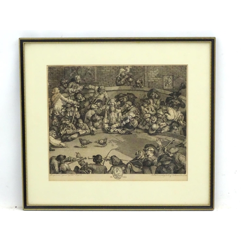 76 - Cock fighting: After Willm Hogarth 1759, Monochrome engraving, 'Royal Sport, Pit Ticket'  Aperture 1... 