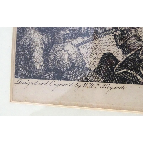 76 - Cock fighting: After Willm Hogarth 1759, Monochrome engraving, 'Royal Sport, Pit Ticket'  Aperture 1... 