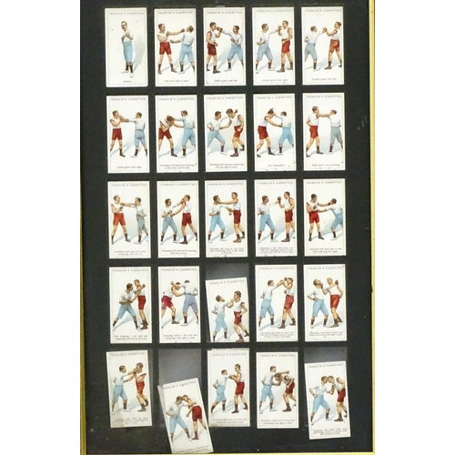 83 - Boxing: 25 (full set) framed Franklin's Cigarette cards boxing techniques