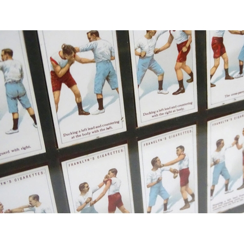 83 - Boxing: 25 (full set) framed Franklin's Cigarette cards boxing techniques