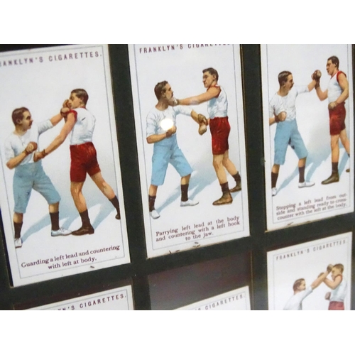 83 - Boxing: 25 (full set) framed Franklin's Cigarette cards boxing techniques