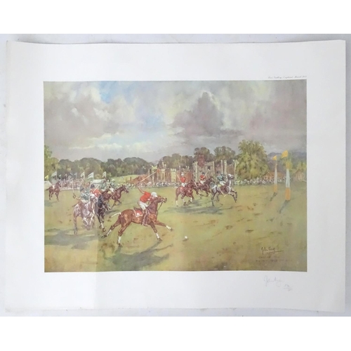 86 - Polo: After John Gregory King (1929-2014), Signed limited edition coloured print, 270/350, 'Cowdray ... 