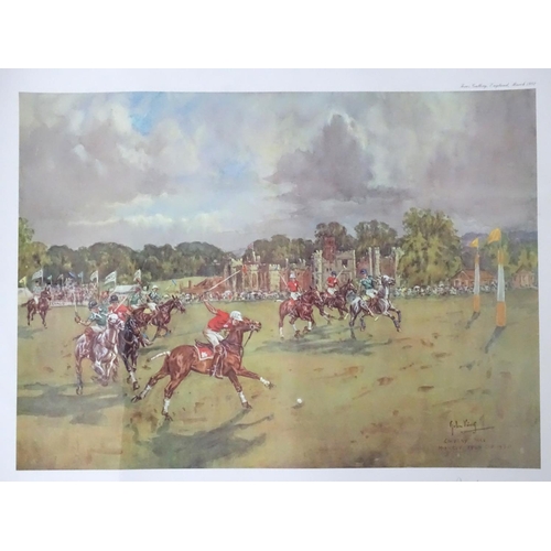 86 - Polo: After John Gregory King (1929-2014), Signed limited edition coloured print, 270/350, 'Cowdray ... 