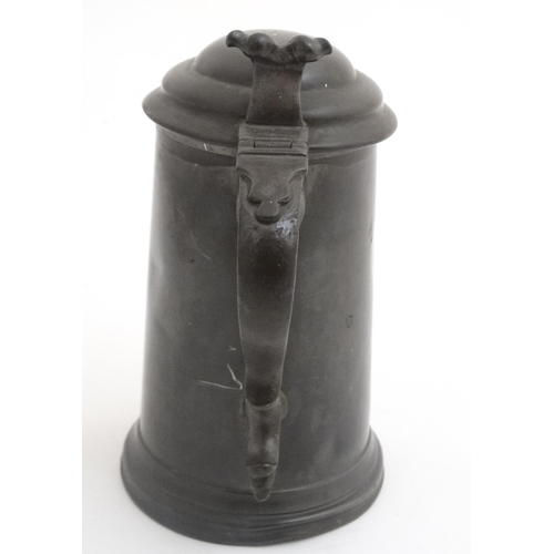 91 - Billiards / Snooker: an 1862 pewter 'Tappit hen' tankard with glass base by James Dixon & Sons , hav... 