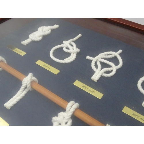 92 - The Mariner's Knots: 12 named knots mounted in a wood and Perspex display case with brass corners. B... 