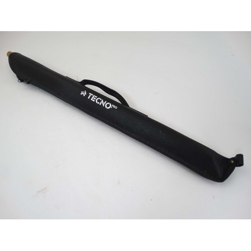 93 - Snooker / Pool : A Techno Pro 2 piece Snooker Cue in black leather Techno Pro carry bag. 57'' long.