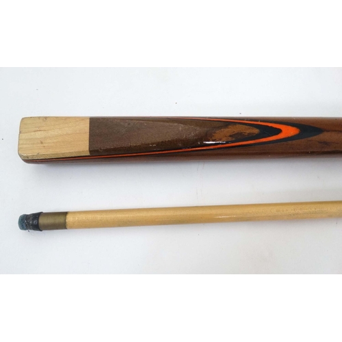 93 - Snooker / Pool : A Techno Pro 2 piece Snooker Cue in black leather Techno Pro carry bag. 57'' long.