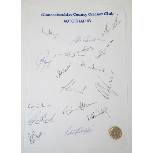 94 - Cricket: A collection of autographs from the Gloucestershire County Cricket Club 1997 squad, to incl... 