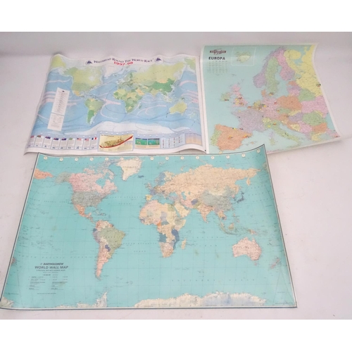 97 - A 'Whitebread round the world race 1997-98' map, a 'Map Marketing' map of Europe and a Bartholomew w... 