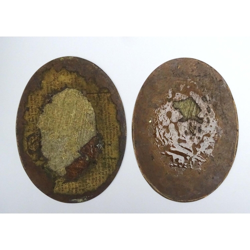 1 - XVIII English / French Miniatures, A pair of ovals on copper, slightly larger , almost cabinet sized... 