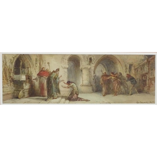 110 - Charles Cattermole (1832-1900) RI, Watercolour, Receiving absoluction whilst another figure tries to... 