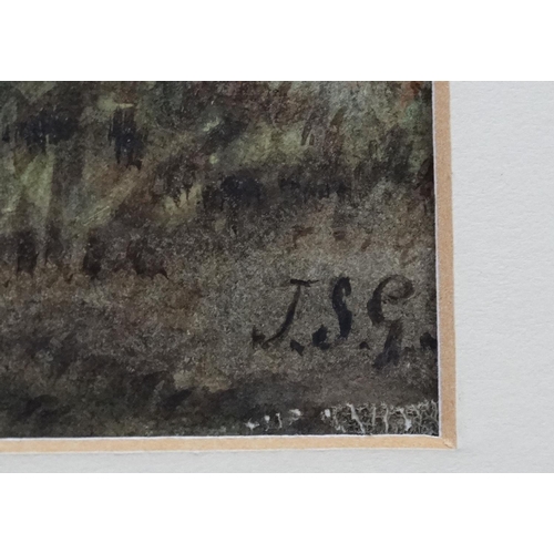 121 - JSG XIX English School, Pastel, Picnic amongst the oak trees, Initialled lower right. 15 1/2'' x 25 ... 