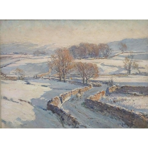 123 - Arthur Reginald Smith (1871-1934), Oil on canvas, ' Winter landscape in Yorkshire ', Bears signature... 