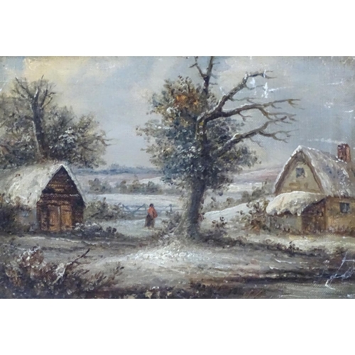 127 - Christopher Mark Maskell (1846-1933) East Anglian School, Oil on canvas, A snow laden landscape with... 