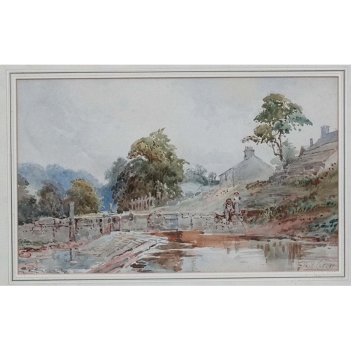 130 - Read Turner XIX, Watercolour, Fishing a backwater, Signed lower right and labelled verso. 10'' x 16 ... 