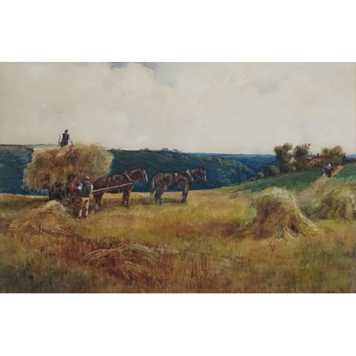 132 - William Laing XX, Watercolour and Gum- Arabic, Bringing in the Harvest, Signed lower left. 13'' x 19... 