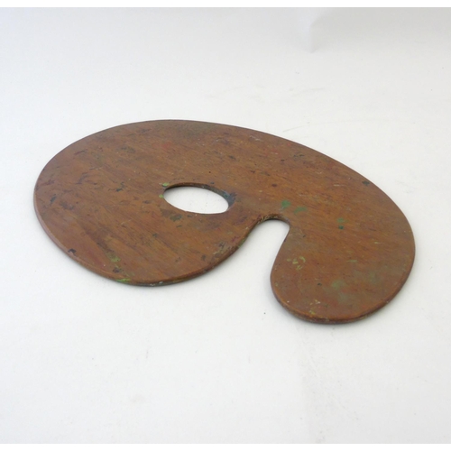 159 - A c.1900 mahogany artist's palette. approx 12 1/4'' long x 8 1/2'' wide