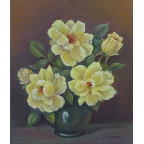 31 - Joan Knight, XX, East Anglian School,  Pastel,  Golden Shower Rose,  Signed lower right, details ver... 