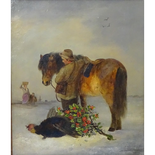 57 - A C Dyet XIX, Oil on canvas, ' Getting ready for Christmas day , retrieving holly ,  and the turkey ... 