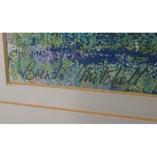 73 - Brenda Mitchell mid late XX Pastel x 2  ' The Cypress Trees , Tuscany '  & Summer river Both signed ... 