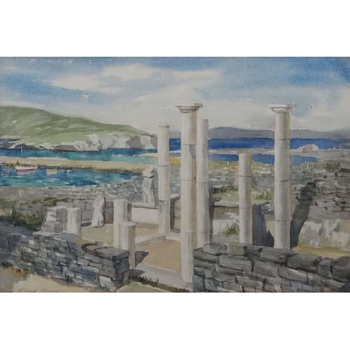 75 - Howard Bowen Early-Mid XX Greek School, Pencil and watercolour, The ruins at Pigadia Karpathos , Gre... 