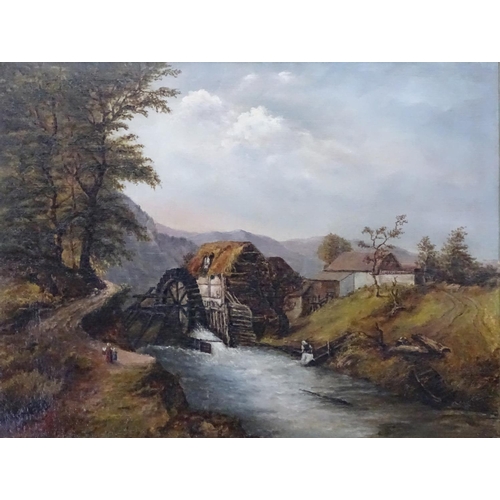 91 - JB 1889 German ?, Oil on canvas , a pair, The Old Watermill and horse and cart in the snow outside a... 