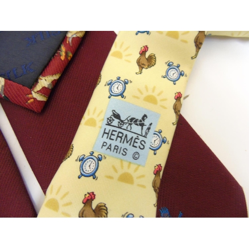 101 - 10 Sporting themed silk and other ties, to include a Hermes style example