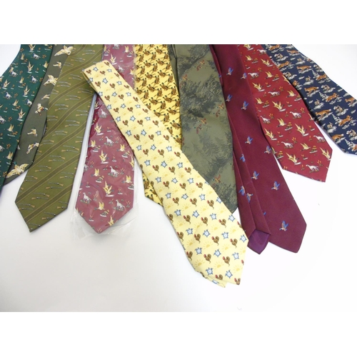 101 - 10 Sporting themed silk and other ties, to include a Hermes style example