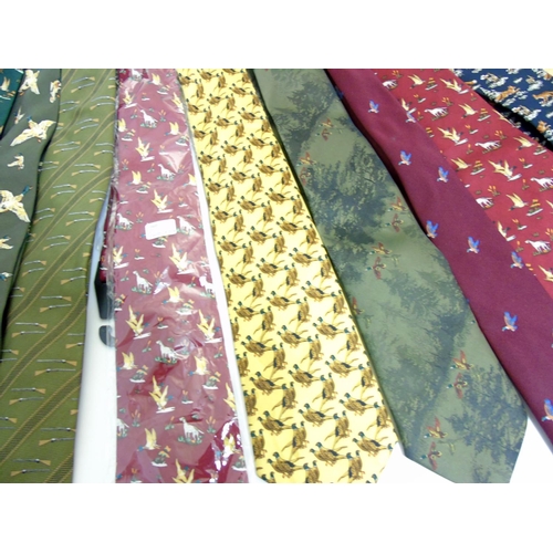 101 - 10 Sporting themed silk and other ties, to include a Hermes style example