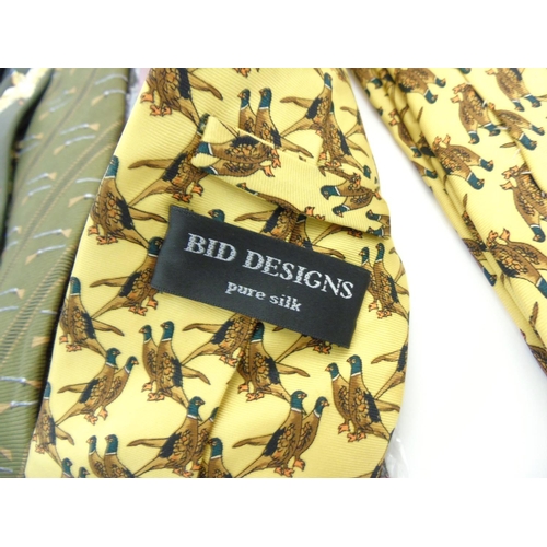 101 - 10 Sporting themed silk and other ties, to include a Hermes style example