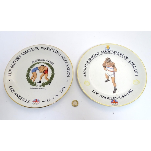 137 - Two plates commemorating The British Amateur Wresting Association & The Amateur Boxing Association o... 