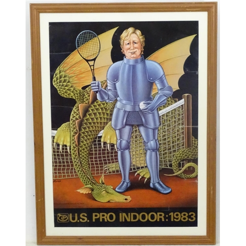 153 - Tennis: After Fred Aris (1932-1995), Coloured print, ' US .Pro Indoor 1983' 24 x 16 1/2''