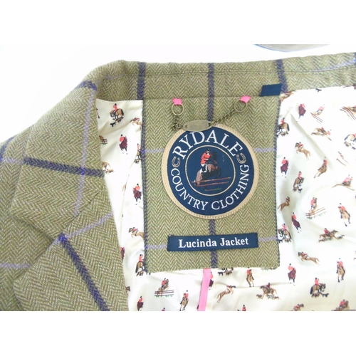 170 - A Ryale Country Clothing ladies Lucinda green with purple and lilac check 100% wool tweed jacket, wi... 