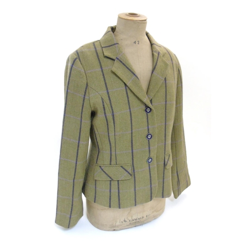 170 - A Ryale Country Clothing ladies Lucinda green with purple and lilac check 100% wool tweed jacket, wi... 