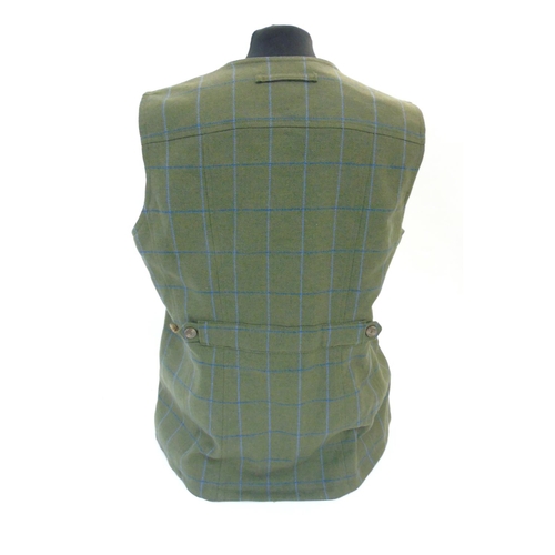 180 - A Musto tweed sage green with pale blue and dark blue stripe gilet, size 18 (New with tags)