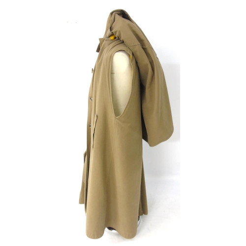 183 - A vintage C1975 Hermes Paris, handmade ladies riding cape brown with blanket lining in mustard with ... 