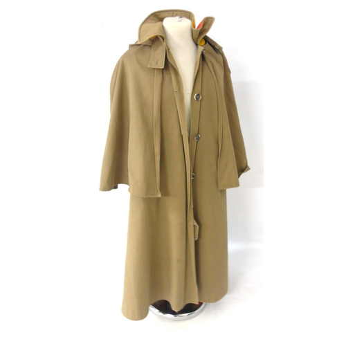 183 - A vintage C1975 Hermes Paris, handmade ladies riding cape brown with blanket lining in mustard with ... 