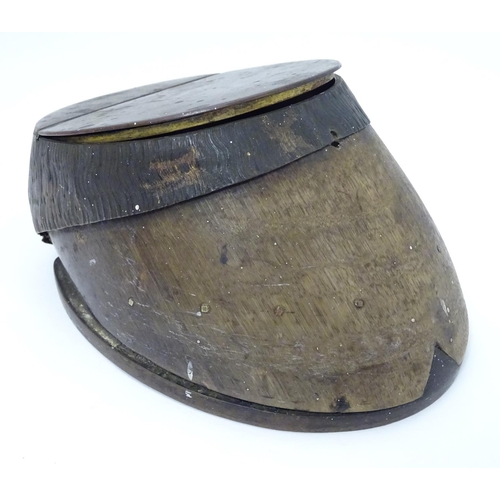 214A - A horse hoof formed inkwell with hinged lid top. Approx 3 1/2'' high