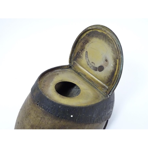 214A - A horse hoof formed inkwell with hinged lid top. Approx 3 1/2'' high