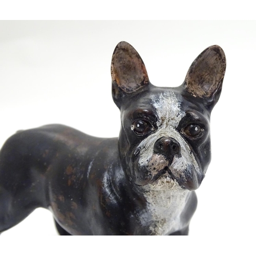 236 - A 21stC cold painted bronze figure of a French bulldog. Approx 4'' high