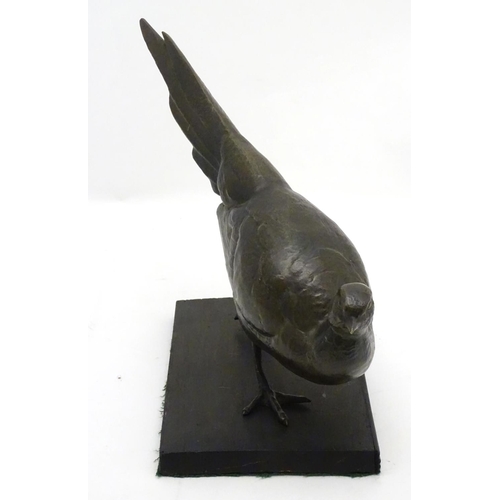 248A - A late 19th/ early 20thC patinated bronze model of a pheasant. Approx 18'' long x 11'' high