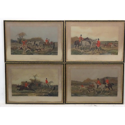 250 - Hunting : CR Stock after J F Herring Senior XIX, Four hand coloured lithographs, ' The Meet ' 'Break... 