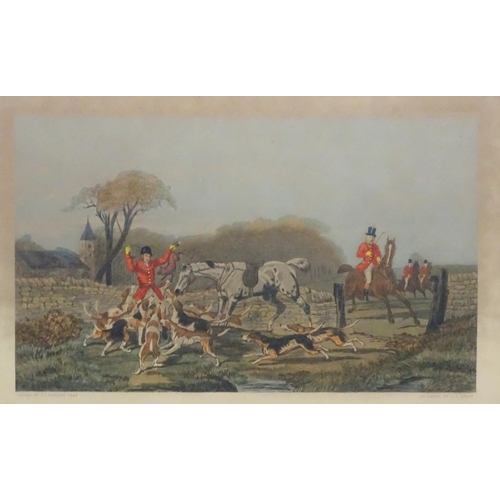 250 - Hunting : CR Stock after J F Herring Senior XIX, Four hand coloured lithographs, ' The Meet ' 'Break... 