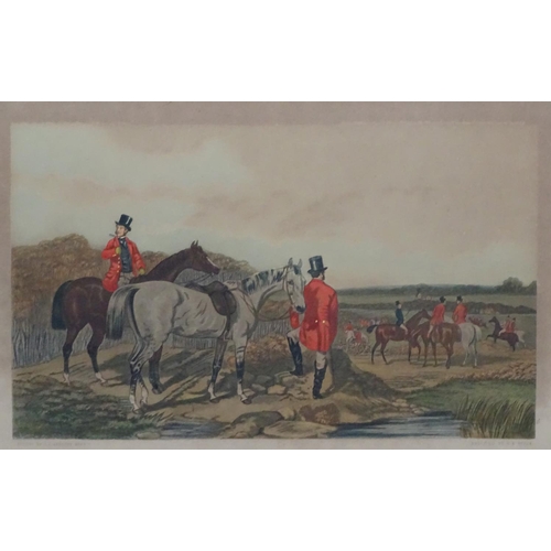 250 - Hunting : CR Stock after J F Herring Senior XIX, Four hand coloured lithographs, ' The Meet ' 'Break... 