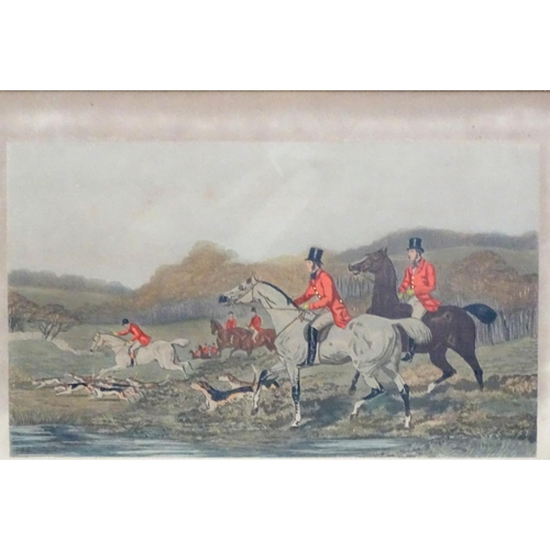 250 - Hunting : CR Stock after J F Herring Senior XIX, Four hand coloured lithographs, ' The Meet ' 'Break... 