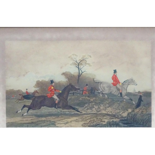 250 - Hunting : CR Stock after J F Herring Senior XIX, Four hand coloured lithographs, ' The Meet ' 'Break... 