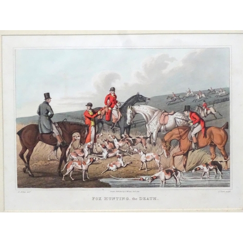 252 - Hunting : I Clark ( sculptor) after After H Alken , Set 4 stone lithographs c. 1820 , ' Fox Hunting ... 